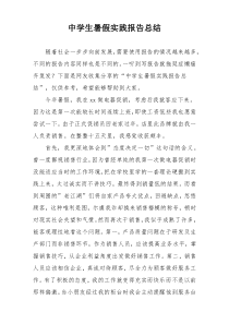 中学生暑假实践报告总结