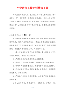 小学教师工作计划精选4篇