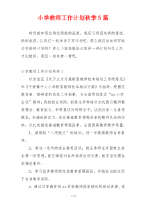 小学教师工作计划秋季5篇
