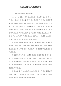 乡镇出纳工作总结范文