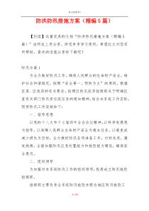 防洪防汛措施方案（精编5篇）