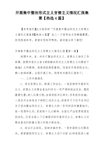 开展集中整治形式主义官僚主义情况汇报集聚【热选4篇】