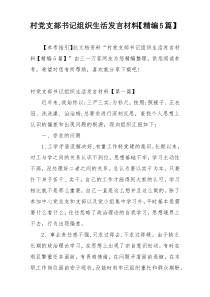 村党支部书记组织生活发言材料【精编5篇】