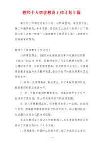 教师个人继续教育工作计划5篇
