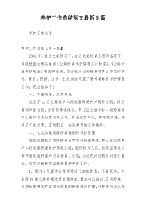 养护工作总结范文最新5篇
