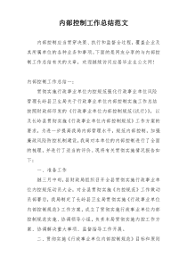 内部控制工作总结范文