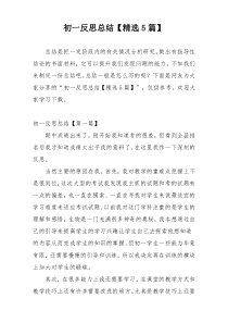 初一反思总结【精选5篇】