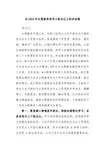 【领导讲话】在2023年主题教育领导小组会议上的讲话稿