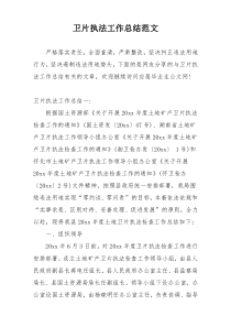 卫片执法工作总结范文