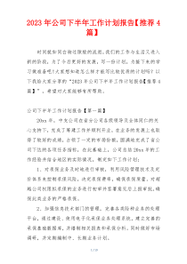 2023年公司下半年工作计划报告【推荐4篇】