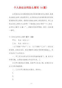 个人协议合同怎么填写（4篇）