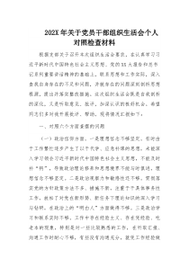 202X年关于党员干部组织生活会个人对照检查材料