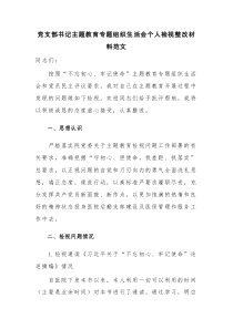 党支部书记主题教育专题组织生活会个人检视整改材料范文