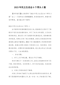 2023年民主生活会6个带头3篇