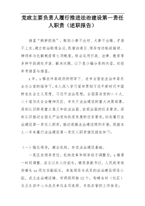 党政主要负责人履行推进法治建设第一责任人职责（述职报告）