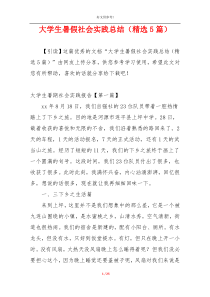 大学生暑假社会实践总结（精选5篇）