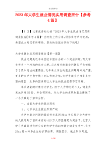 2023年大学生就业情况实用调查报告【参考4篇】