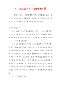 本人专业技术工作述评精编5篇