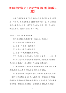 2023年村级元旦活动方案(案例)【精编4篇】