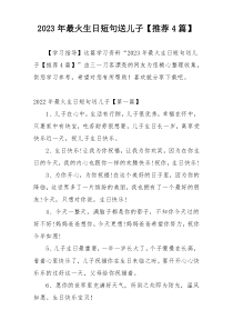2023年最火生日短句送儿子【推荐4篇】