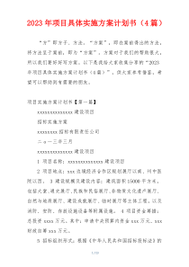 2023年项目具体实施方案计划书（4篇）