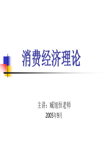 消费经济理论1(山东大学臧旭恒)