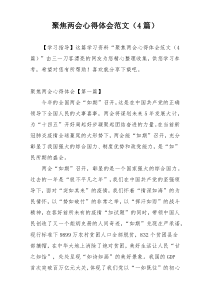 聚焦两会心得体会范文（4篇）
