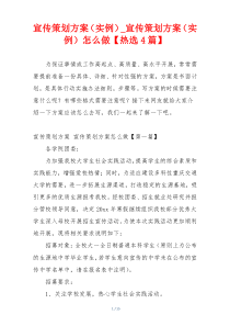 宣传策划方案（实例）_宣传策划方案（实例）怎么做【热选4篇】