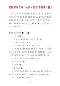 营销策划方案（实例）目录【精编4篇】