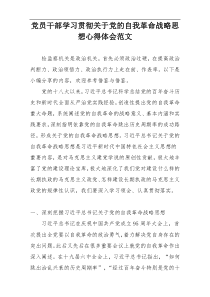 党员干部学习贯彻关于党的自我革命战略思想心得体会范文