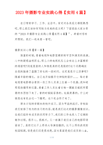 2023年摄影专业实践心得【实用4篇】