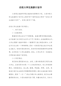 在校大学生旅游计划书