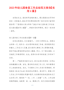 2023年幼儿园食堂工作总结范文报告【实用4篇】