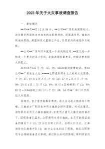 2023年关于火灾事故调查报告