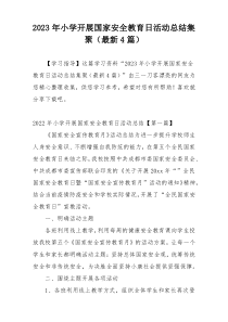 2023年小学开展国家安全教育日活动总结集聚（最新4篇）