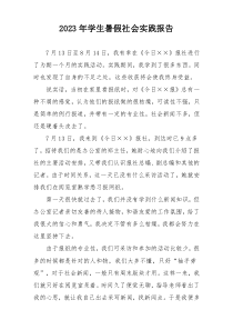 2023年学生暑假社会实践报告