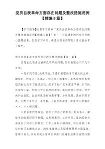 党员自我革命方面存在问题及整改措施范例【精编5篇】