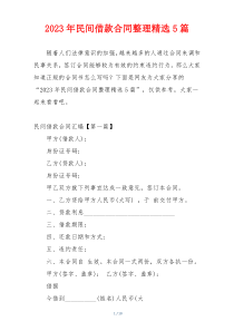 2023年民间借款合同整理精选5篇