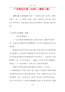 广告策划方案（实例）（最新5篇）