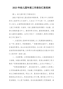 2023年幼儿园年度工作报告汇报范例
