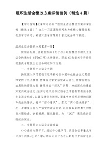 组织生活会整改方案详情范例（精选4篇）