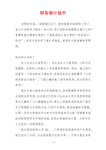 财务部计划书