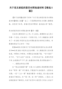 关于党支部组织委员对照检查材料【精选5篇】