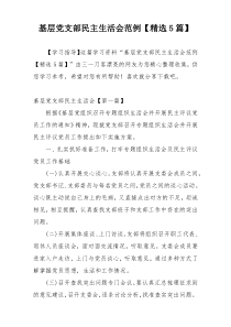 基层党支部民主生活会范例【精选5篇】
