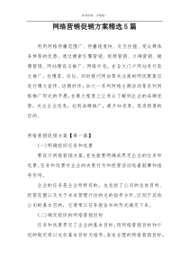 网络营销促销方案精选5篇