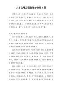 大学生暑期医院进修总结4篇