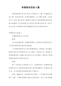 幸福培训总结4篇