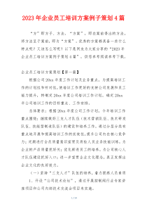 2023年企业员工培训方案例子策划4篇