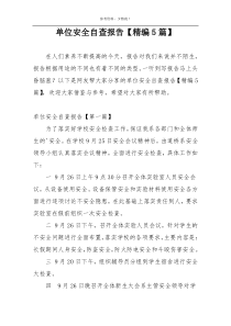 单位安全自查报告【精编5篇】