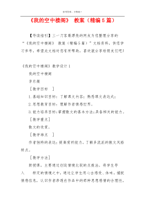 《我的空中楼阁》 教案（精编5篇）